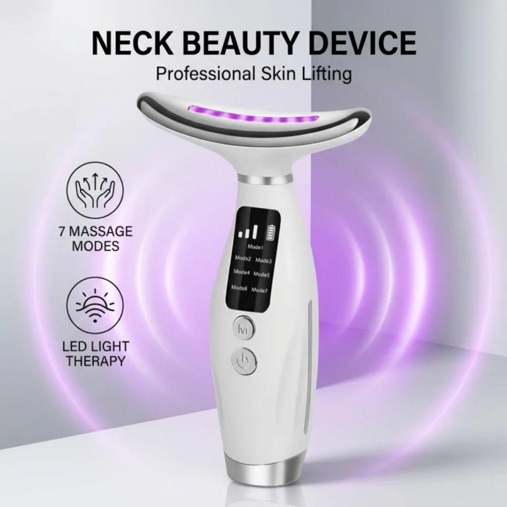 Skincare Glowing - ネックフェイスリフティングマッサージャー 7 色ライト LED 光子療法肌引き締めしわ除去加熱振動マッサージ美容機器