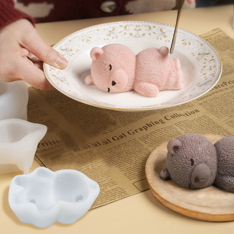 Night Cream - 新しい可愛い3D寝ているクマのムースケーキ型、アイスクリームシリコン型、カップケーキトッパー、ケーキデコレーション型、DIYベーキングアクセサリー