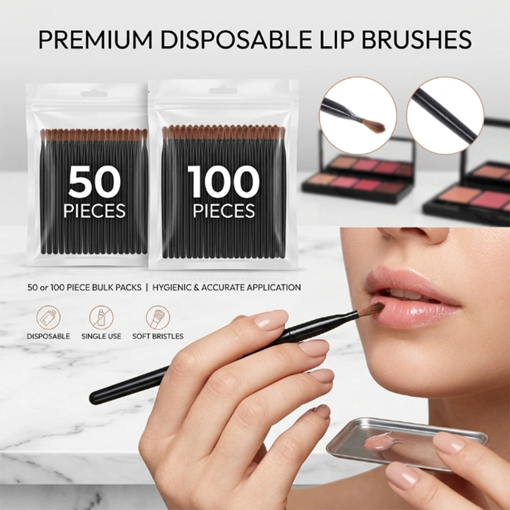 Lip Balm - 50/100 個使い捨てリップブラシセット口紅グロスワンドアプリケーターメイクアップブラシプロフェッショナル美容化粧品ツール