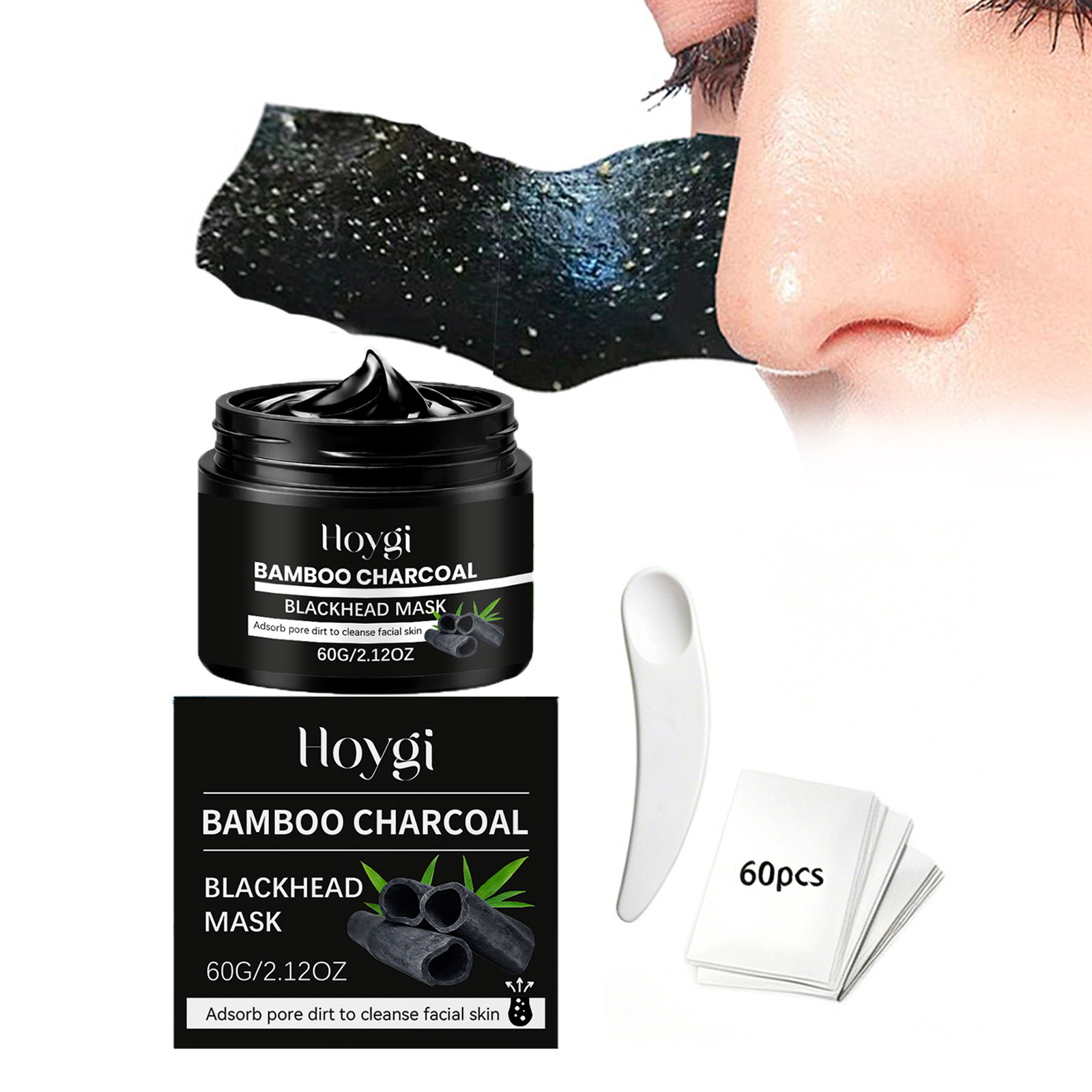 Face Mask Skincare - 竹炭ブラックヘッドマスクピールオフ毛穴クレンジングノーズマスク、ディープダートオイル除去、黒ずみ除去スキンケア