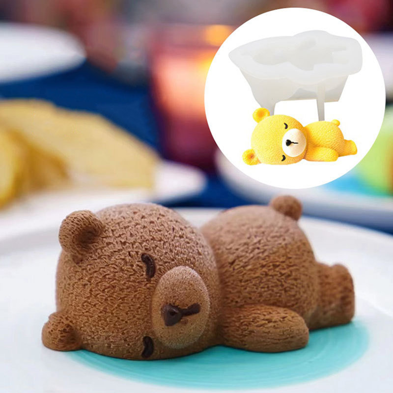 新しい可愛い3D寝ているクマのムースケーキ型、アイスクリーム - Night Cream のレビューと価格