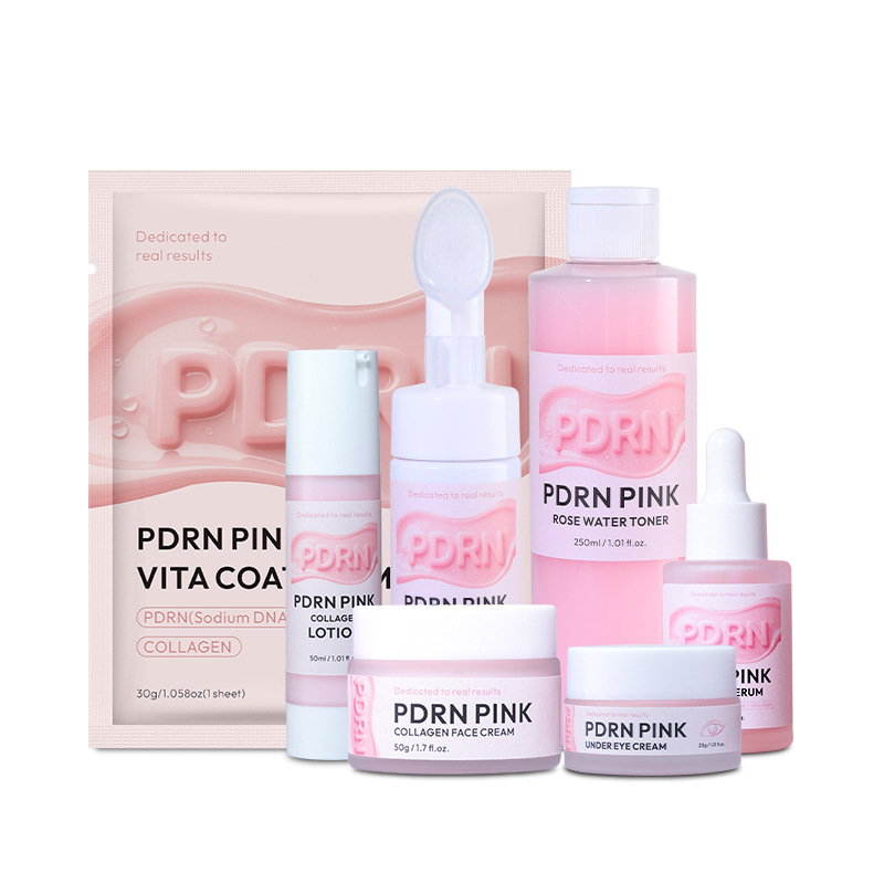 ピンク色のPDRNサーモンDNAコラーゲン配合スキンケアセッ - Skincare Glowing のレビューと価格